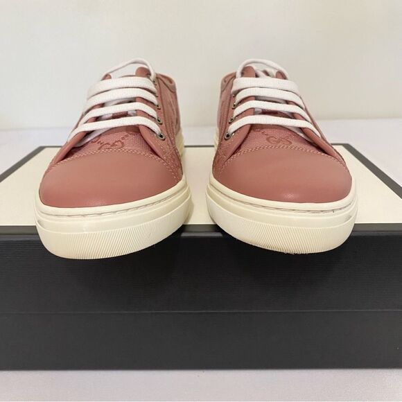 GUCCI Pink Canvas GG Low Top Sneakers - Picture 3 of 15